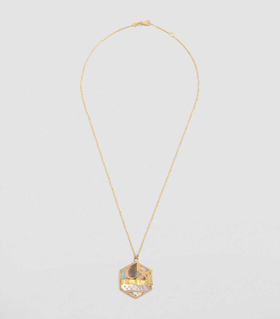 L'Atelier Nawbar Biladi diamond mother of pearl pendant, imported from the UK