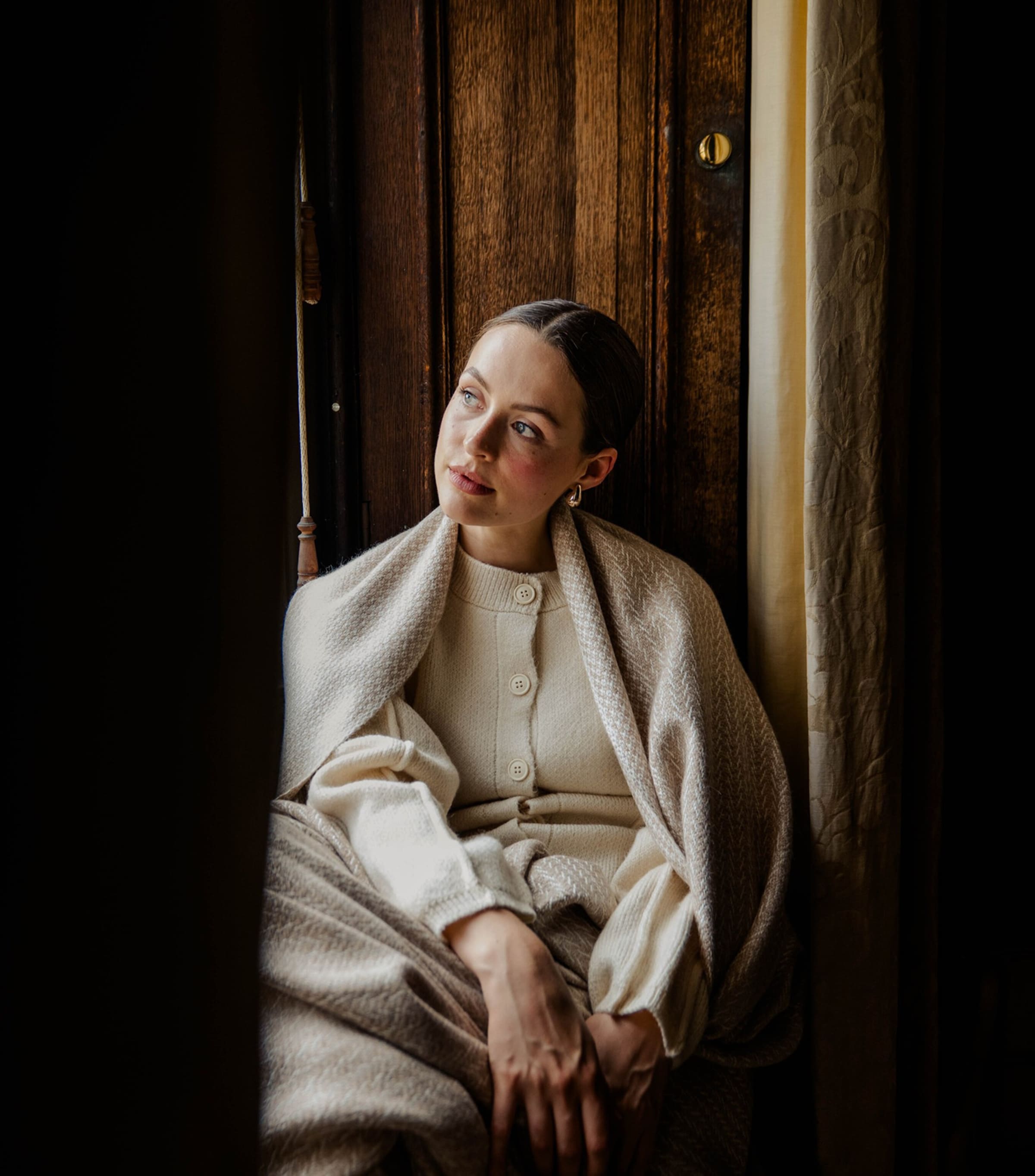 Araminta Campbell alpaca-blend Woodland Inkcap throw 150cm x 230cm - British product