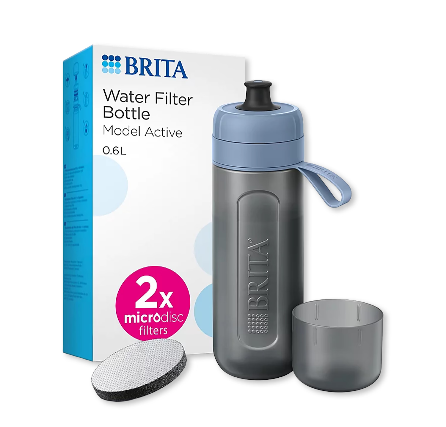 Brita water filter bottle Dark Blue 600ml, imported from the UK