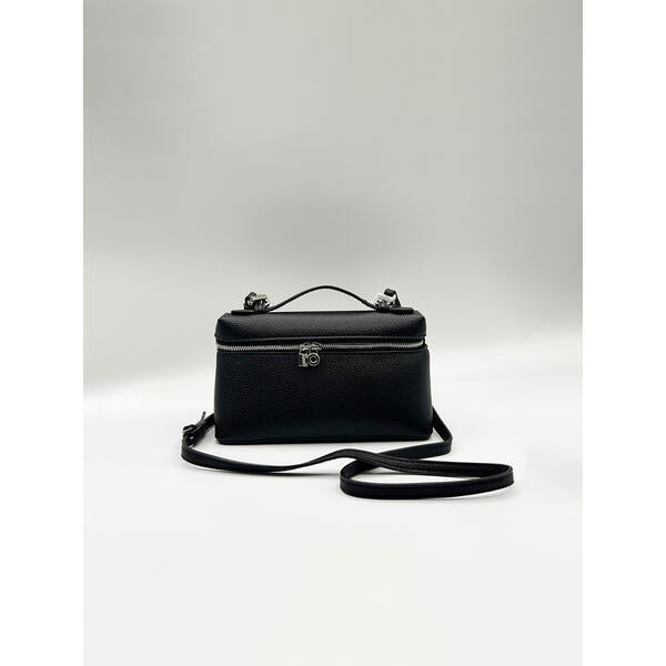 SVNX crossbody satchel in black faux leather (British brand)