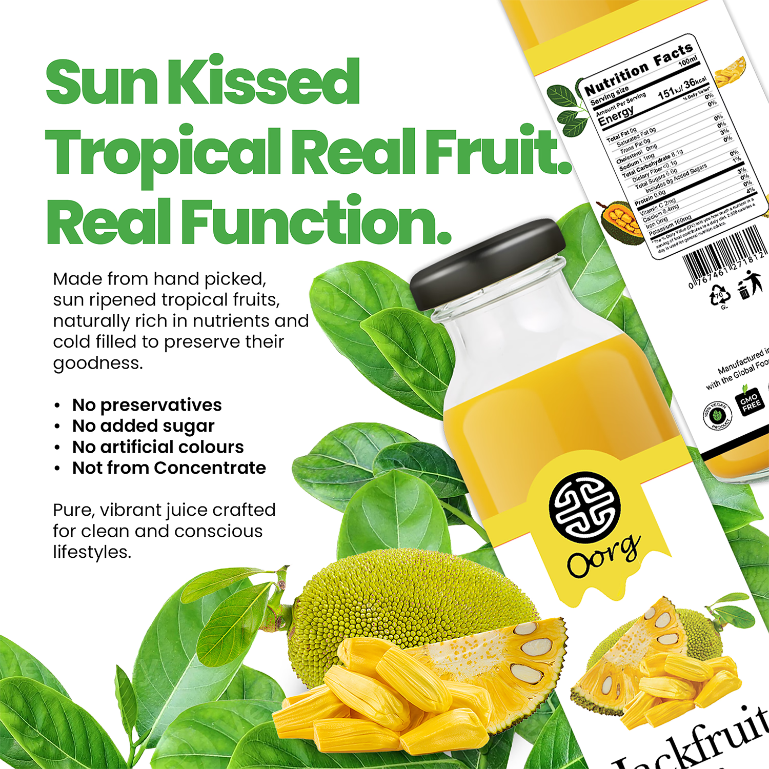 OORG Natural Jackfruit Juice 250ml pack of 6 - British product