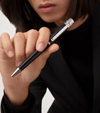 Cartier Santos de Cartier ballpoint pen with black composite and palladium accents, 14cm height - British product