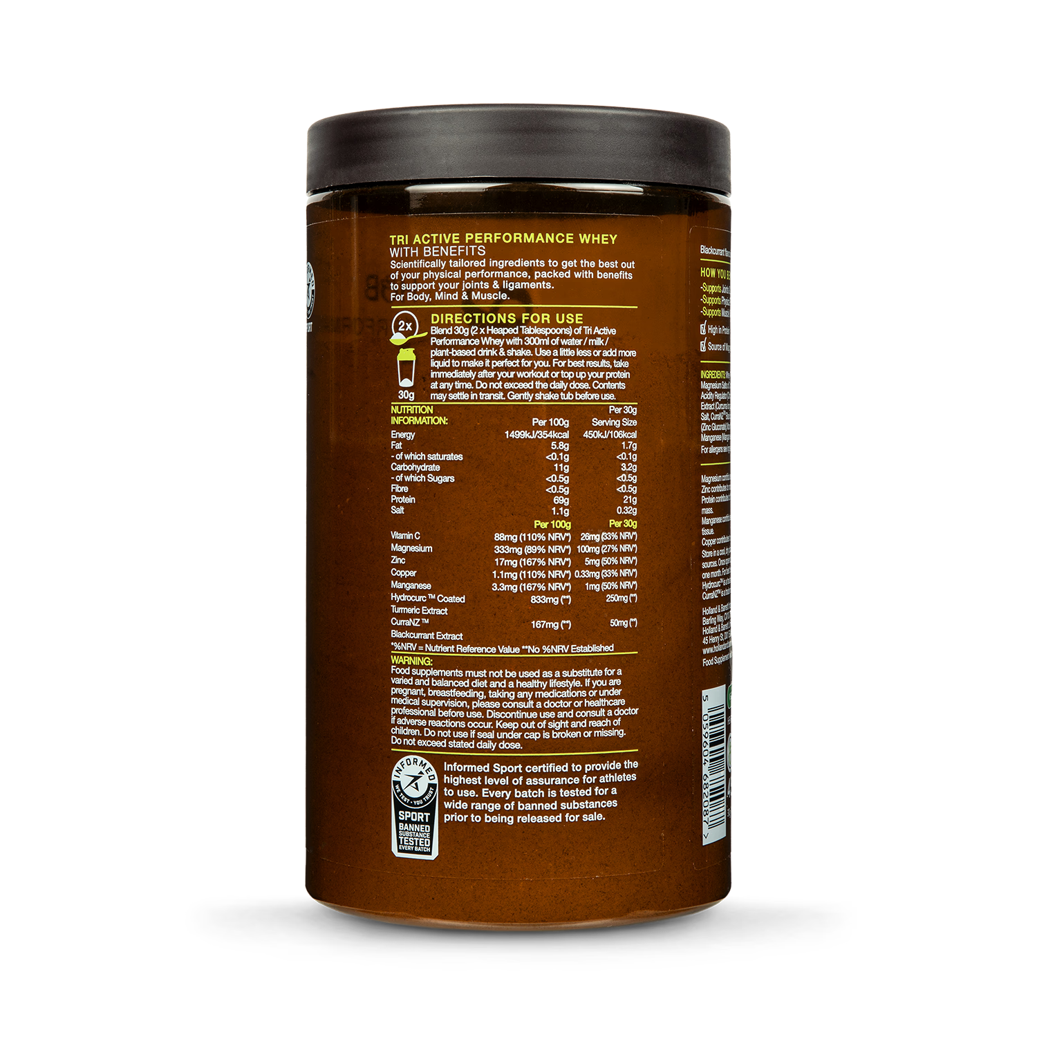 Tri Active whey protein blackcurrant 450g (British brand)