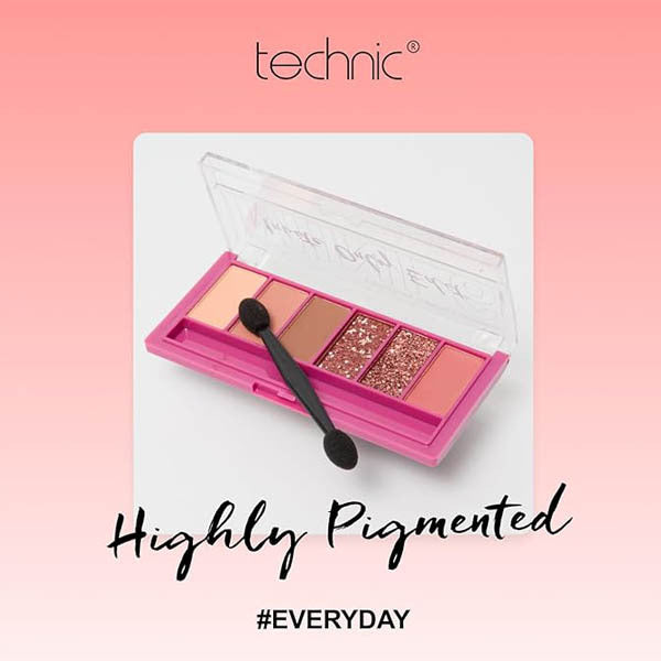 Technic Mini 6 Eyeshadow Palette with sponge applicator (British brand)