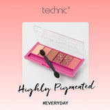 Technic Mini 6 Eyeshadow Palette with sponge applicator (British brand)