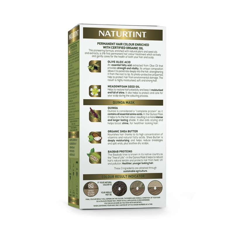 Naturtint permanent hair colour 8G sandy golden blonde (British brand)