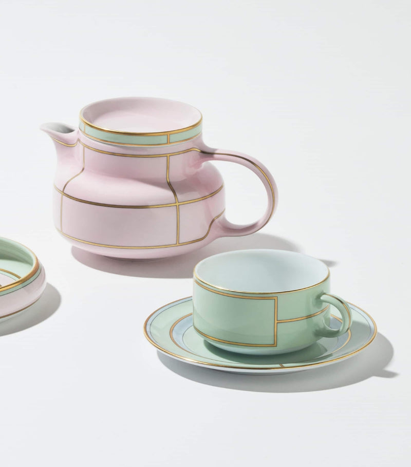 GINORI 1735 verde green porcelain teacup with 245ml capacity, UK version