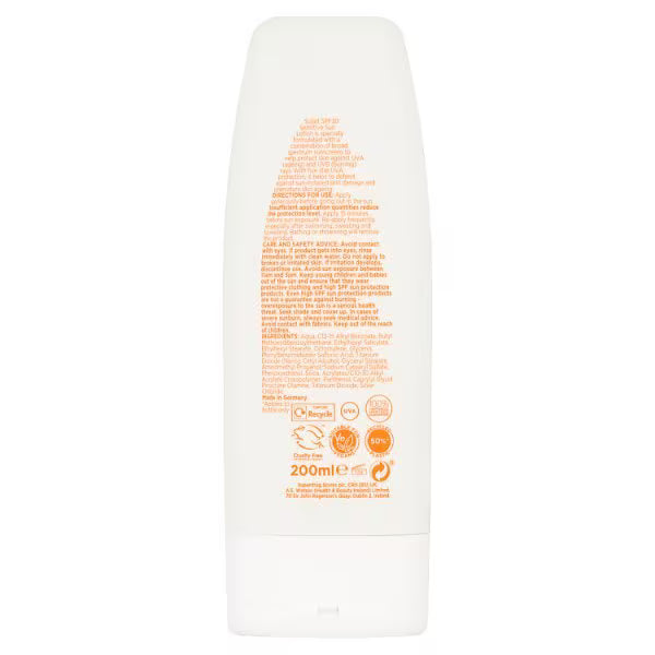 Solait Sensitive Sun Lotion SPF 30 200ml (British brand)