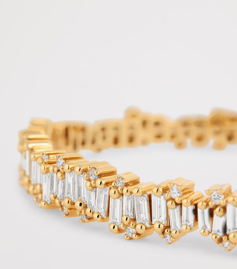 Suzanne Kalan yellow gold diamond bangle small size (British brand)