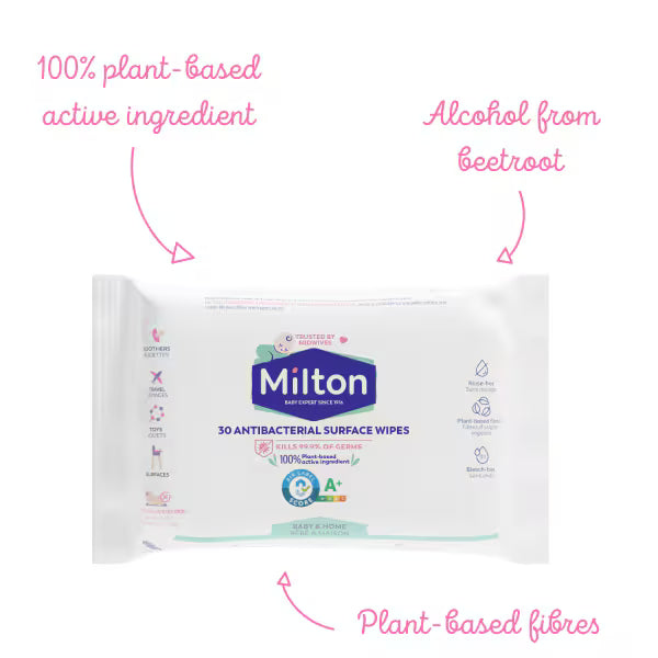Milton antibacterial surface wipes 30 pack, imported from the UK