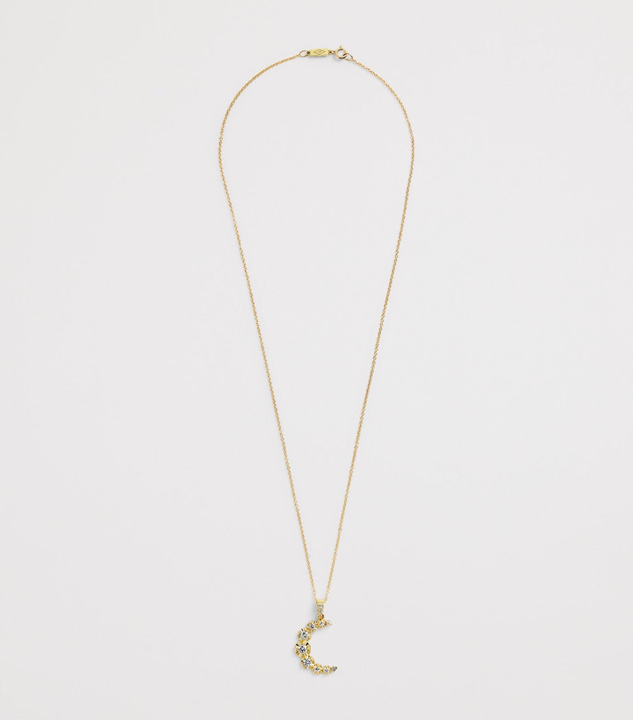Jennifer Meyer moon necklace in yellow gold with diamonds (British brand)