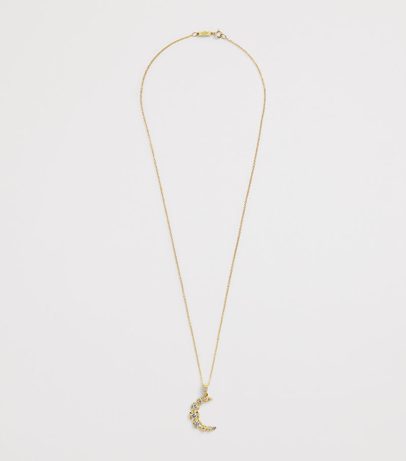 Jennifer Meyer moon necklace in yellow gold with diamonds (British brand)