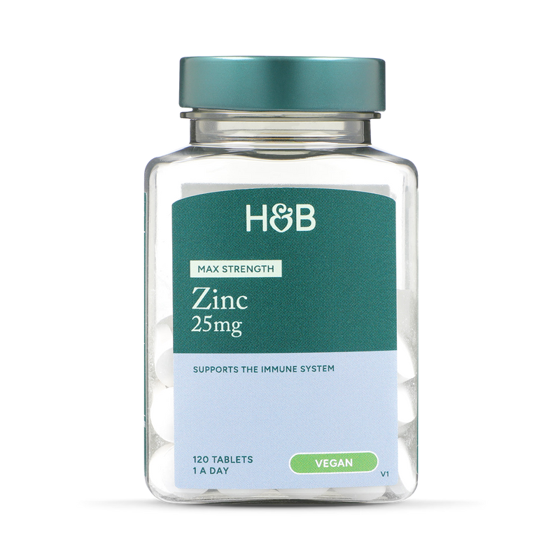 Holland & Barrett Zinc tablets 25mg 120 count, UK version