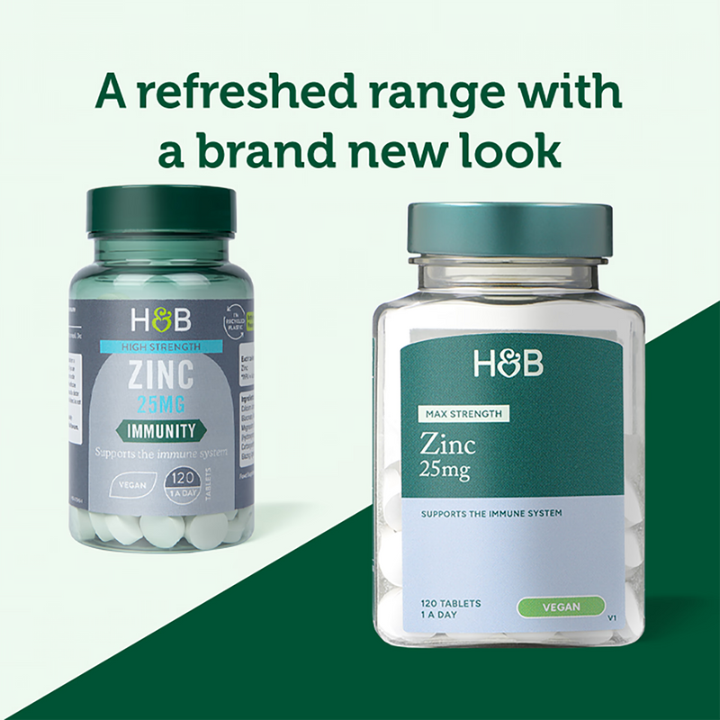 Holland & Barrett Zinc tablets 25mg 120 count, UK version