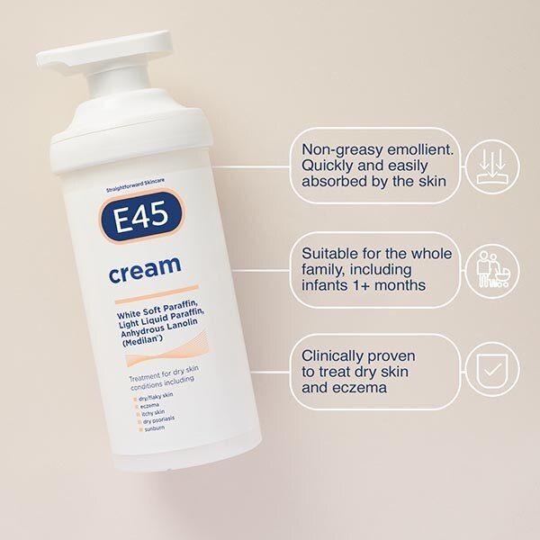 E45 Moisturising Cream for Dry Skin with Pump 500g GOODS Superdrug   