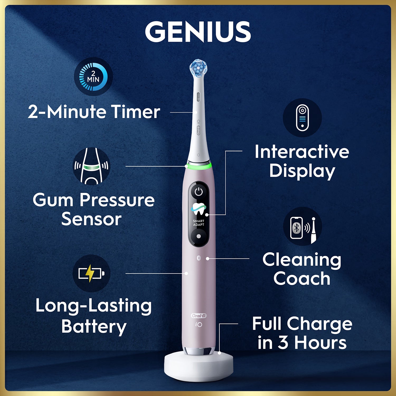 Oral-B iO 9 Special Edition Rose Quartz electric toothbrush, UK version