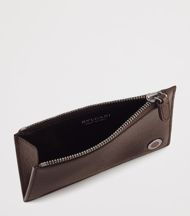 Bvlgari leather card holder with enamel accent, imported from the UK