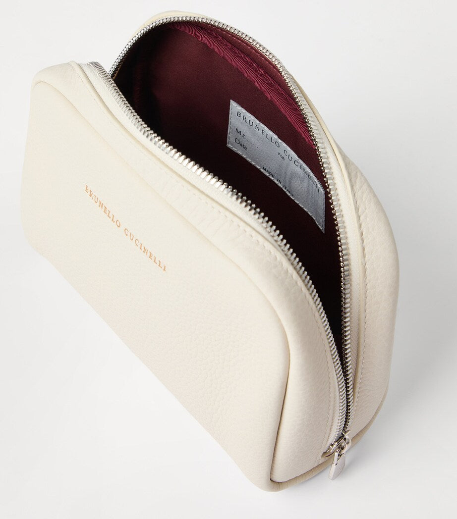 Brunello Cucinelli compact grained leather wash bag - British product