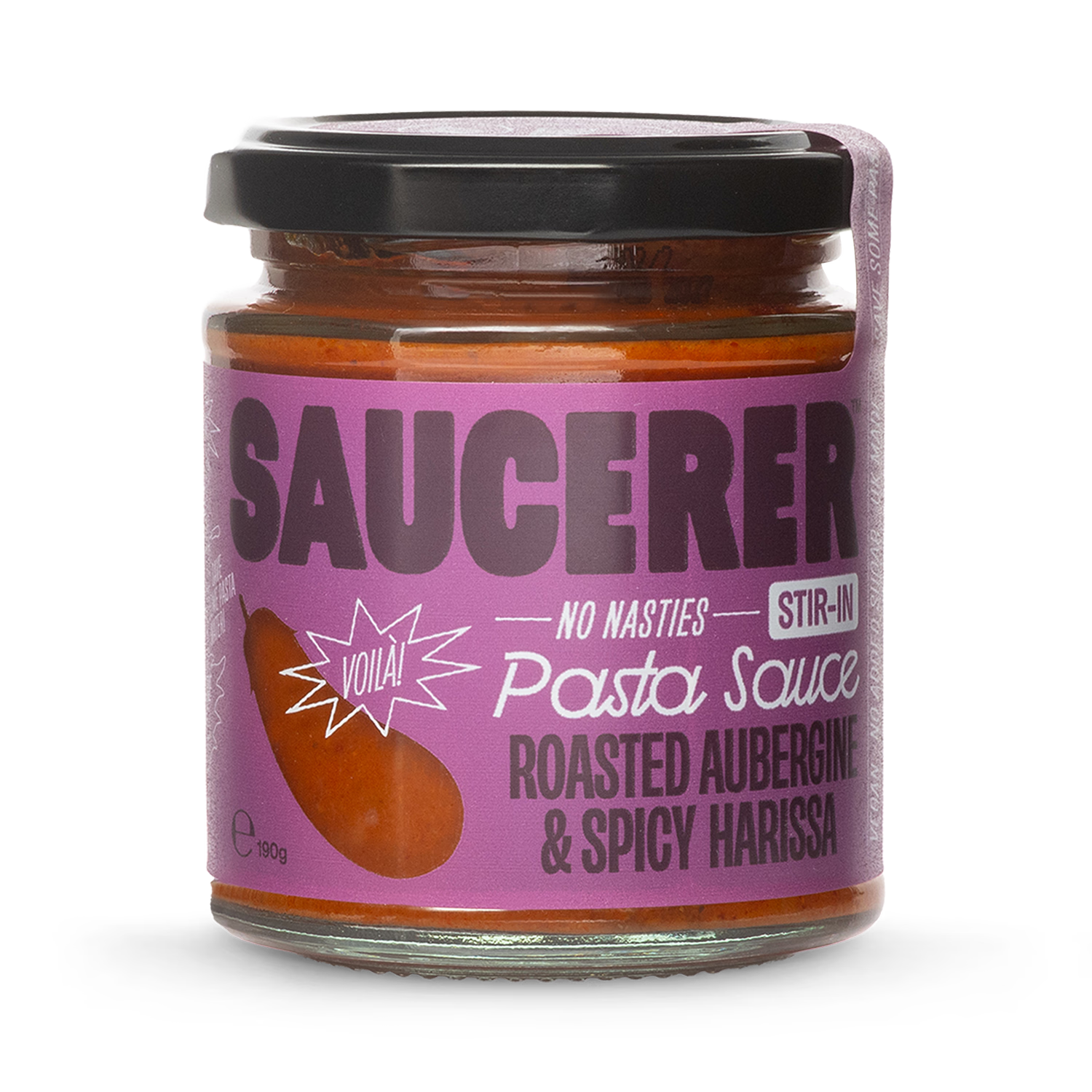 Saucerer roasted aubergine and harissa pasta sauce 190g, imported from the UK