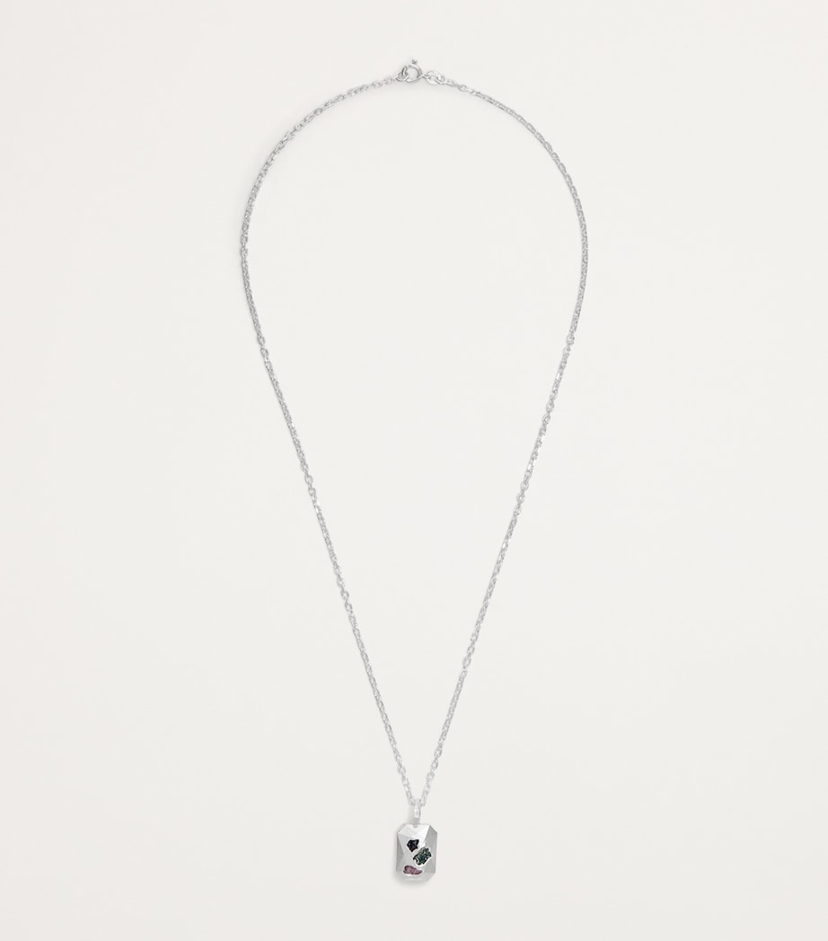 The Ouze sterling silver necklace with raw sapphires 50cm - British product
