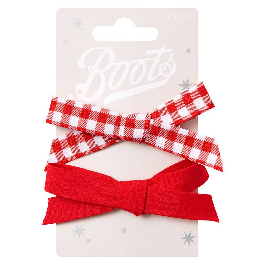 Boots Kids Red and White Gingham Bow Clip