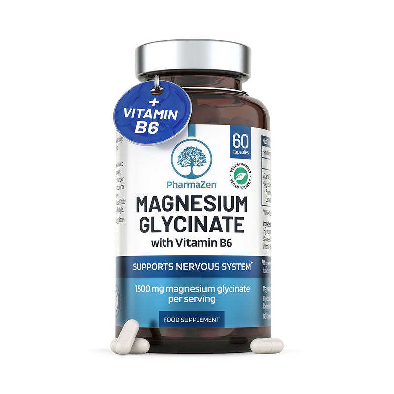 PharmaZen Magnesium Glycinate with Vitamin B6 60 capsules (British brand)