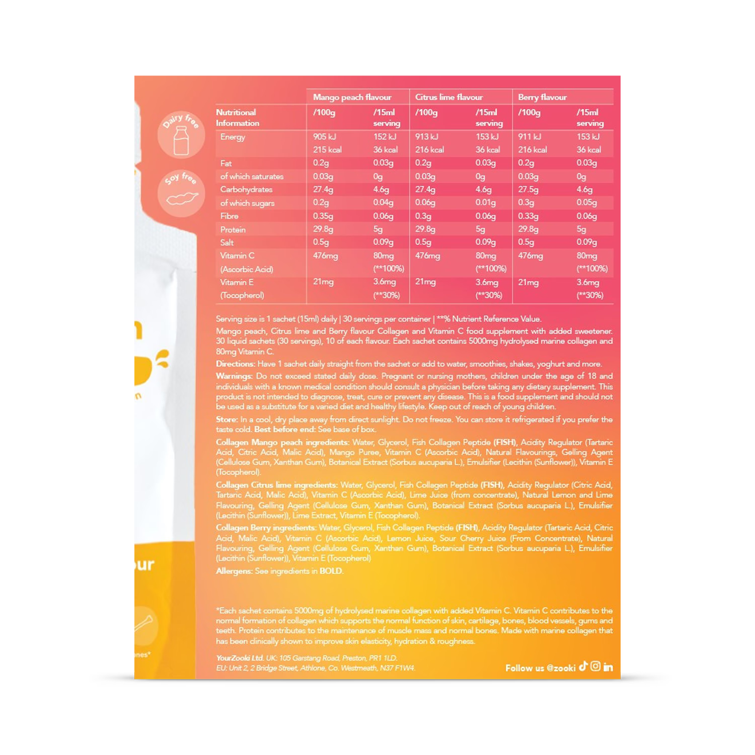 Zooki marine collagen variety pack 30 sachets, UK version