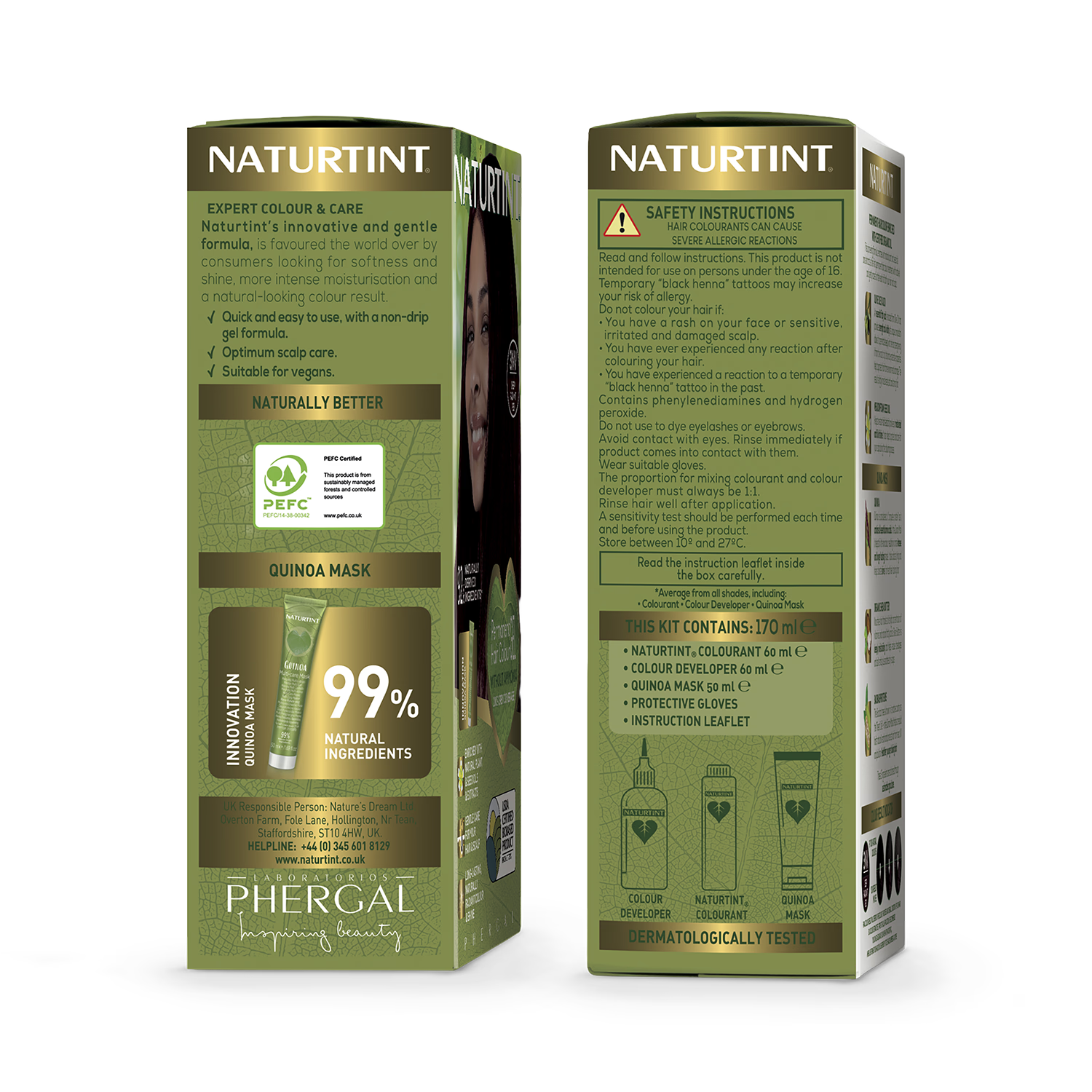 Naturtint permanent hair colour gel 7A Medium Ash Blonde 170ml, imported from the UK