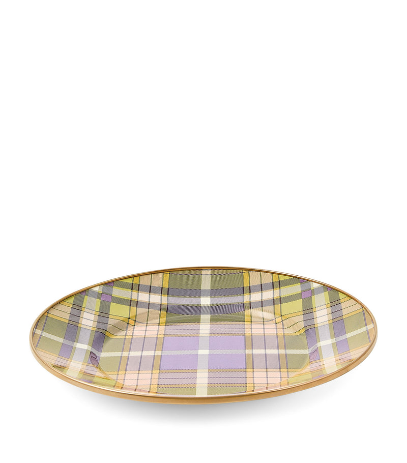 MacKenzie-Childs tartan violet dinner plate 25cm, imported from the UK