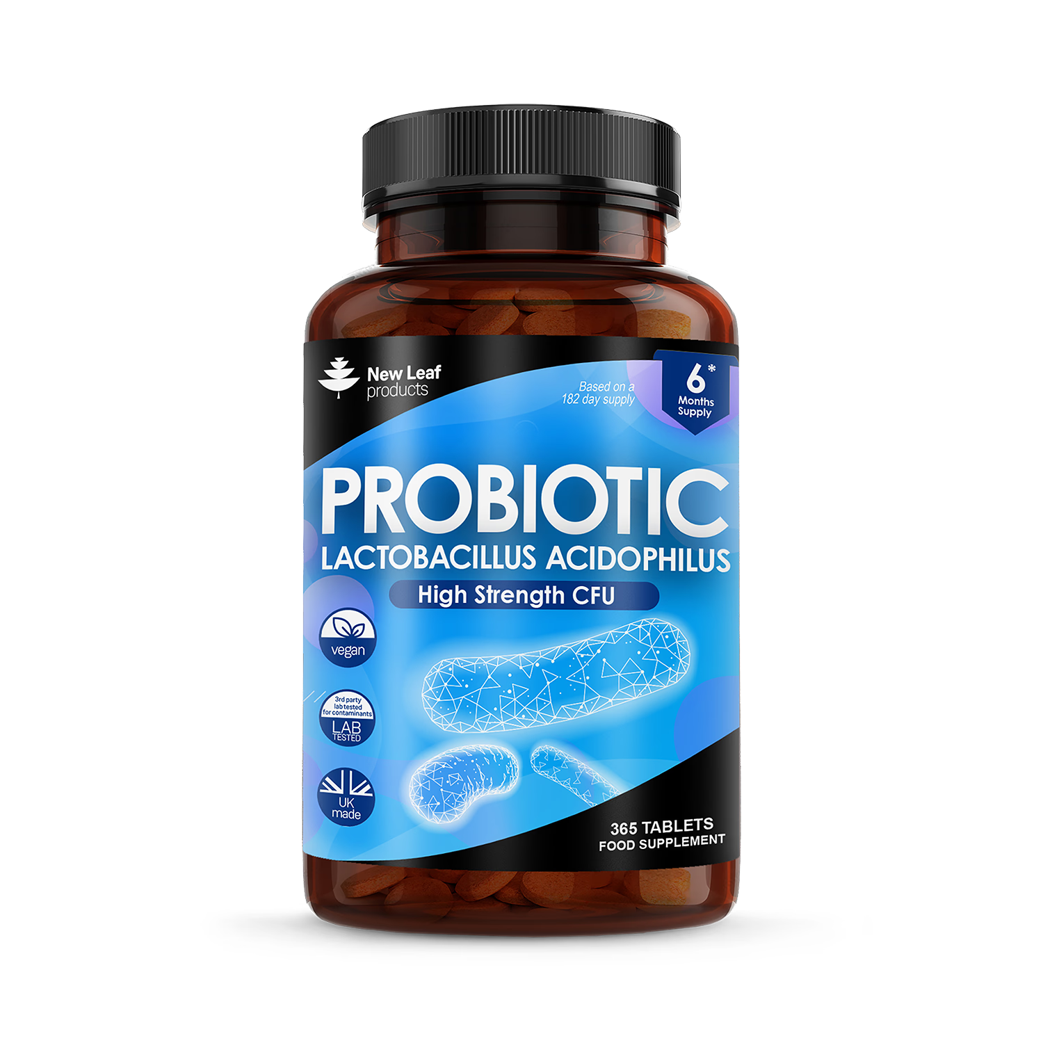 New Leaf Products probiotic tablets 365 tablets, imported from the UK
