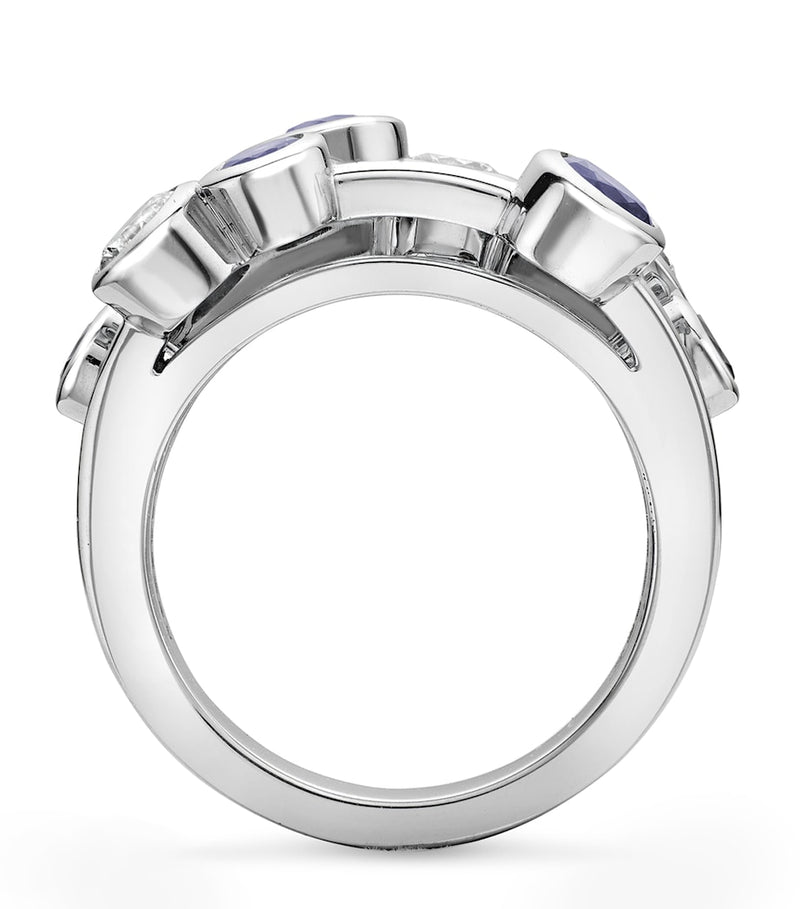 Boodles Raindance ring platinum diamonds and sapphires, UK version