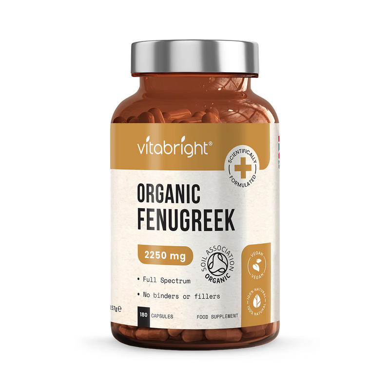 VitaBright organic fenugreek supplement 2250mg 180 capsules - British product