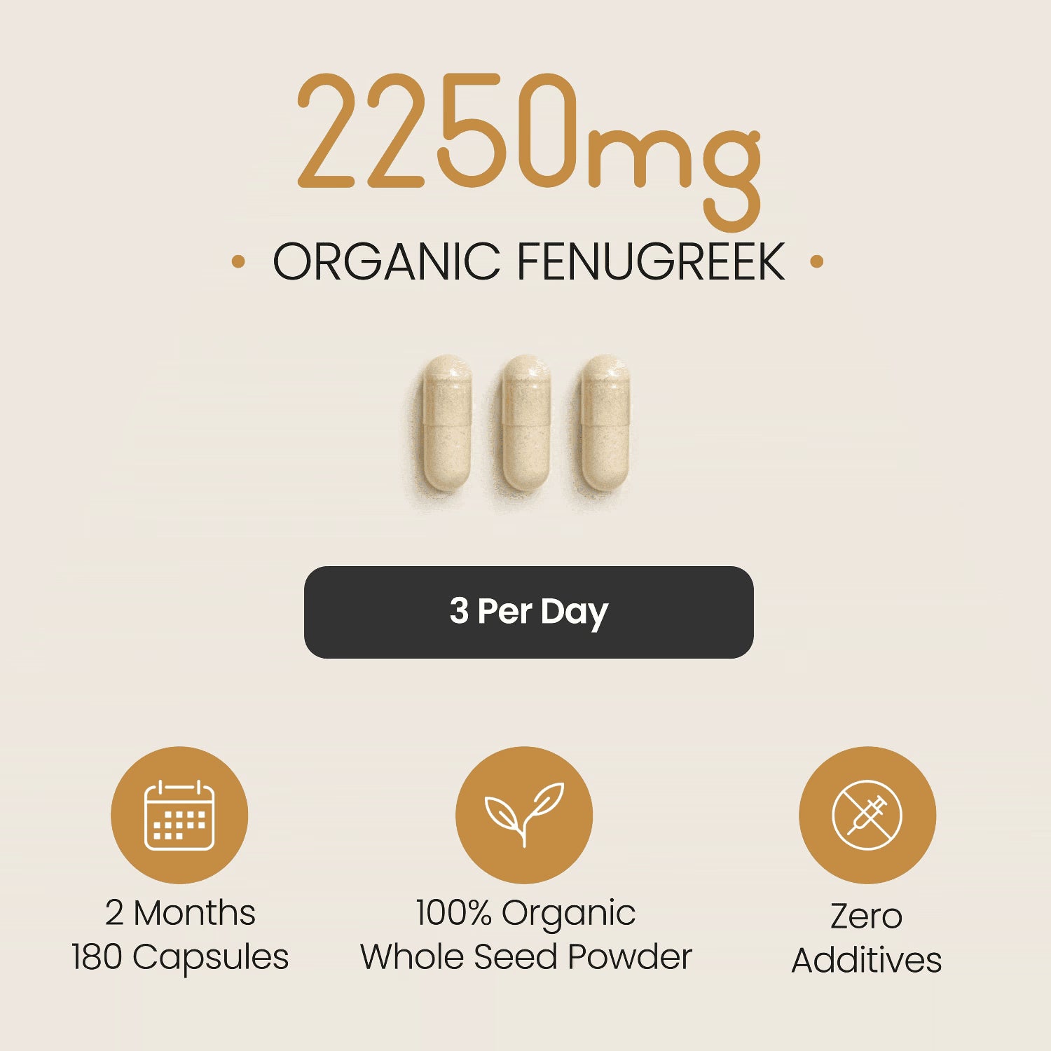 VitaBright organic fenugreek supplement 2250mg 180 capsules - British product