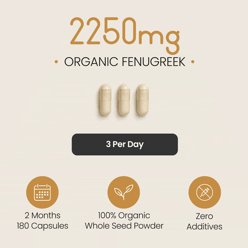 VitaBright organic fenugreek supplement 2250mg 180 capsules - British product