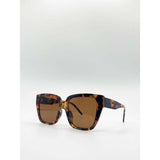 SVNX oversized cat eye sunglasses brown tortoiseshell plastic frame - imported from the UK