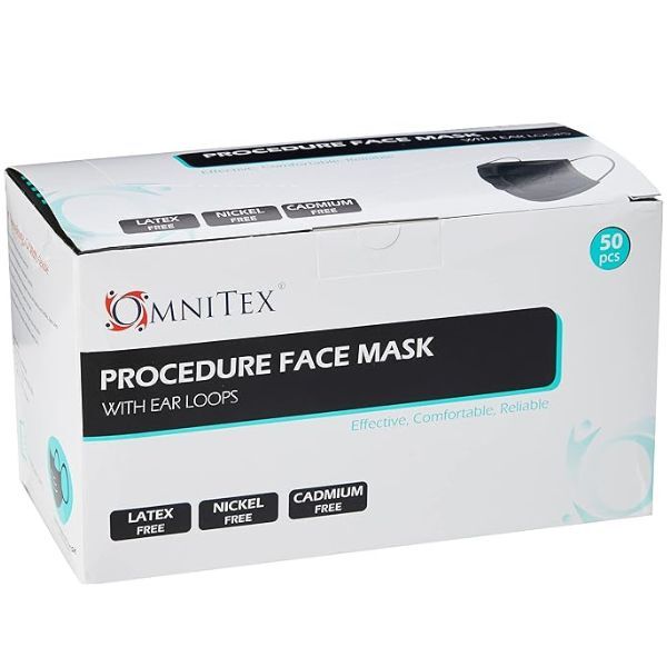 Omnitex Type IIR black disposable surgical face mask 50pk, UK version