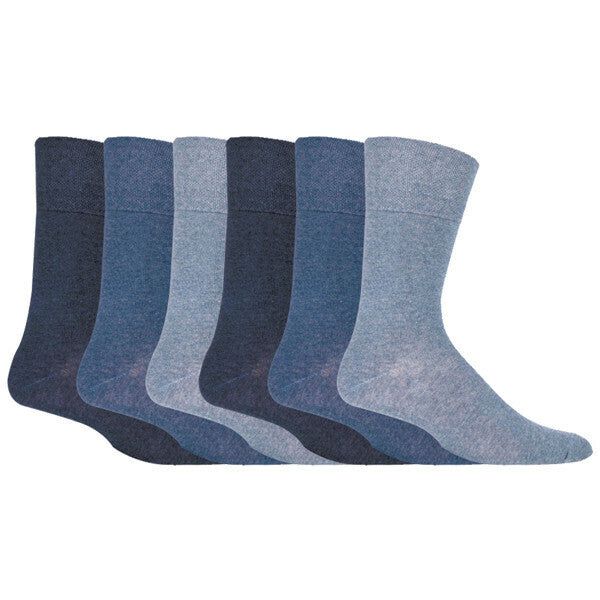 Gentle Grip 6 Pairs Mens Diabetic Sock 6-11 UK GOODS Superdrug Blues  