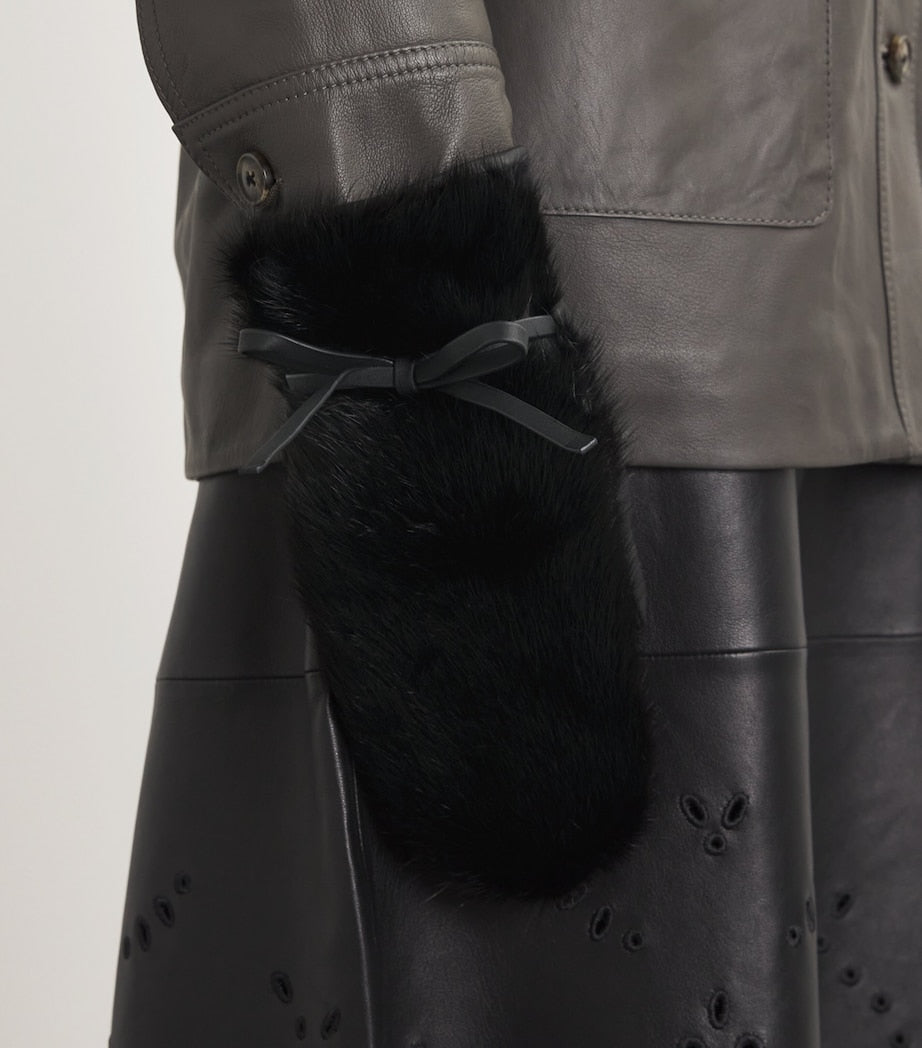 Yves Salomon mink fur leather mittens - British product