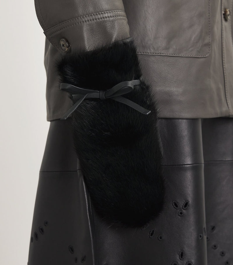 Yves Salomon mink fur leather mittens - British product