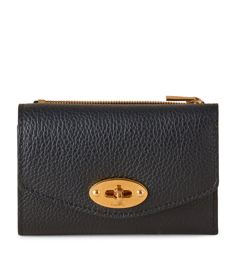 Mulberry Darley folded leather wallet with gold hardware, imported from the UK