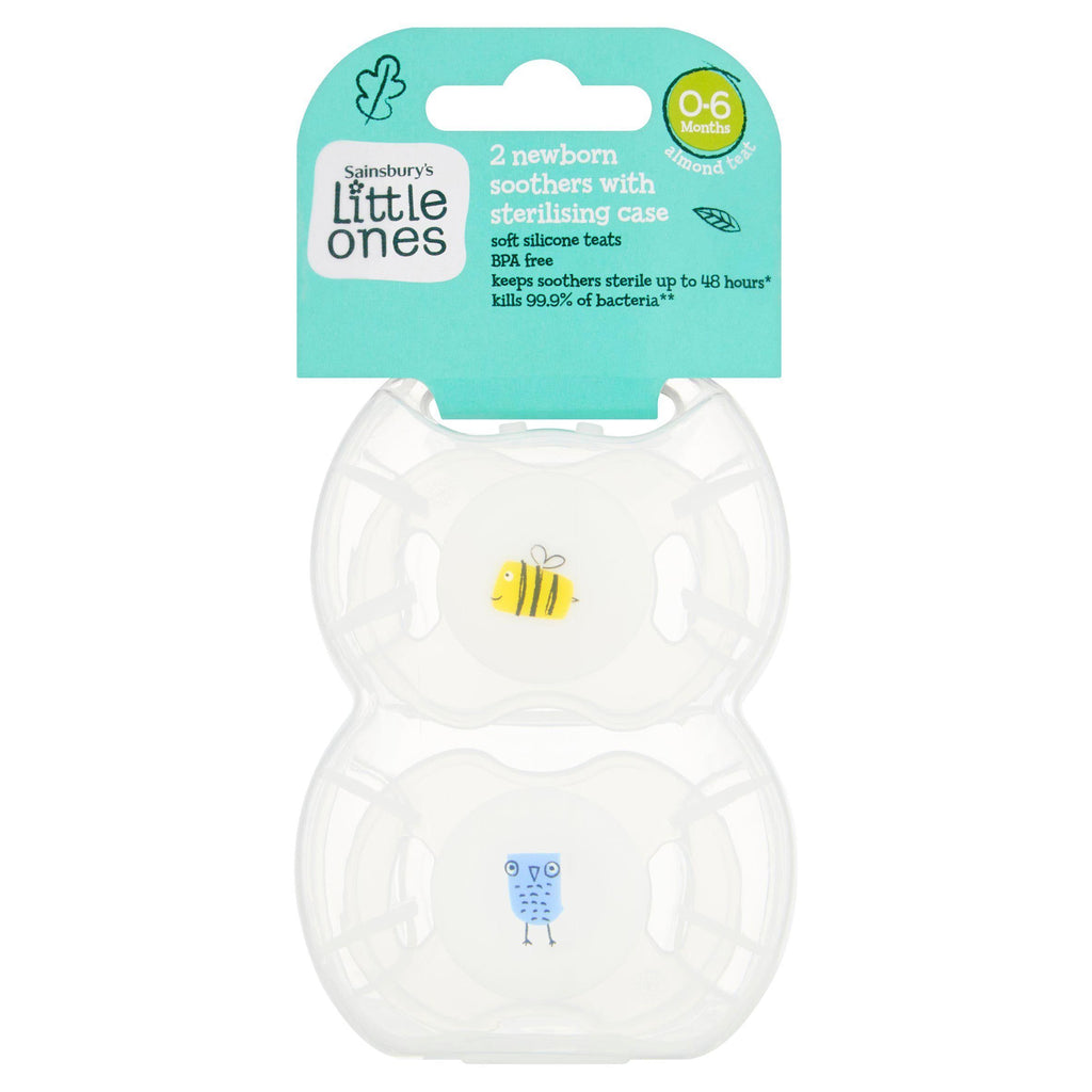 Sainsbury's Little Ones Newborn Soothers with Sterilising Case 0-6 Months x2