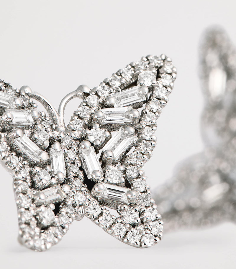 Suzanne Kalan diamond butterfly stud earrings in 18kt white gold (British brand)