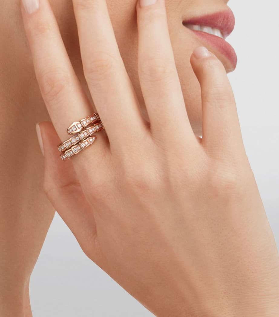 Bvlgari Serpenti Viper rose gold diamond ring (British brand)