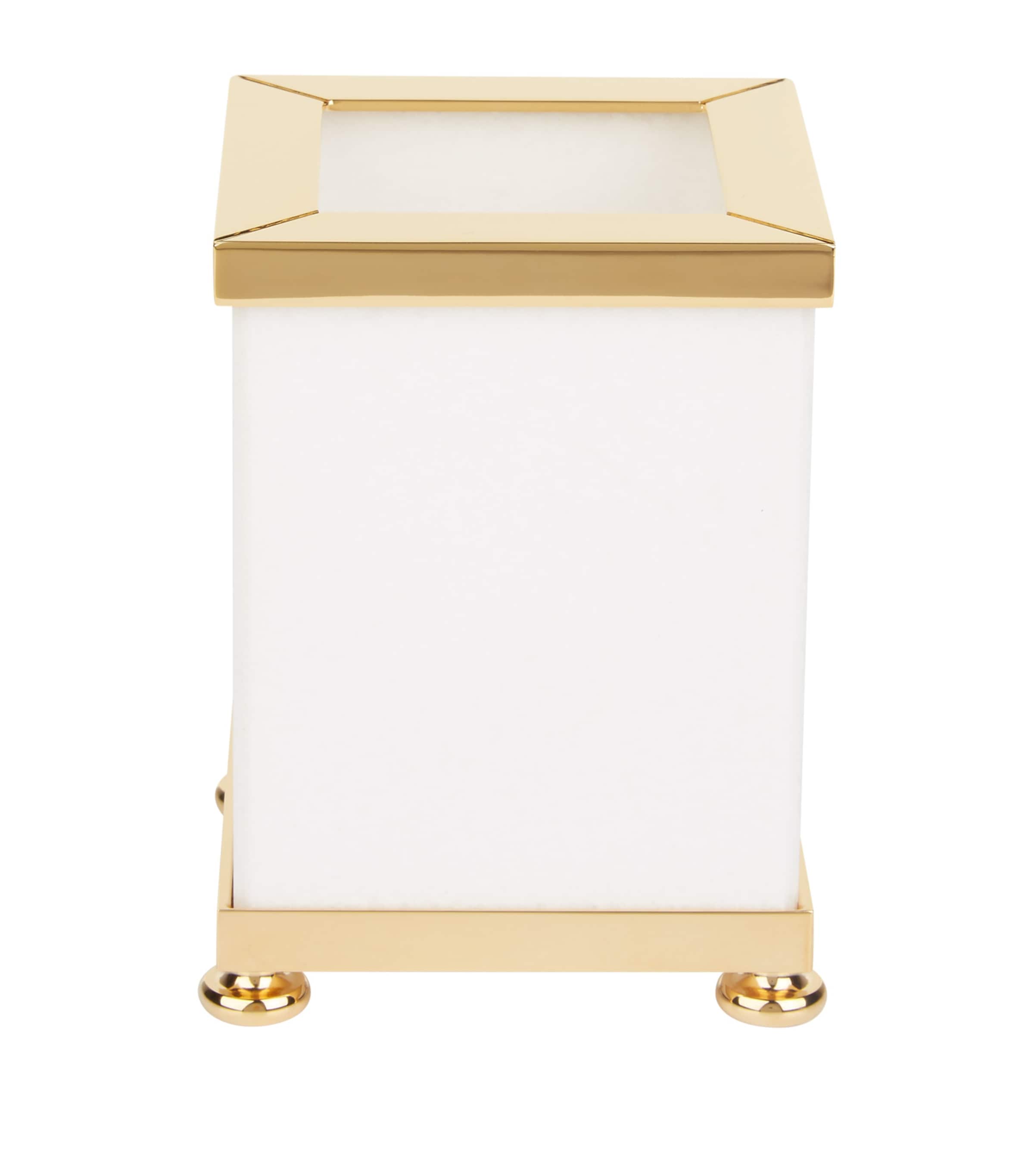 Marble Toilet Brush Holder with Gold-Tone Hardware