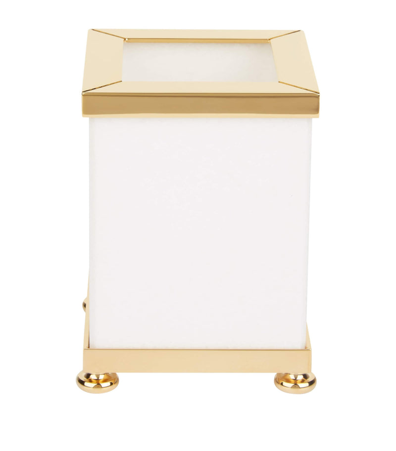 Marble Toilet Brush Holder with Gold-Tone Hardware