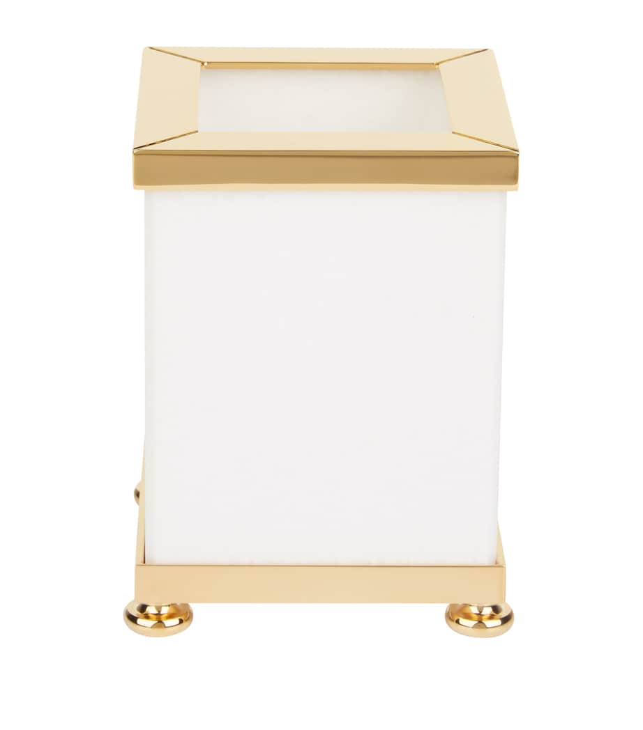 Marble Toilet Brush Holder with Gold-Tone Hardware