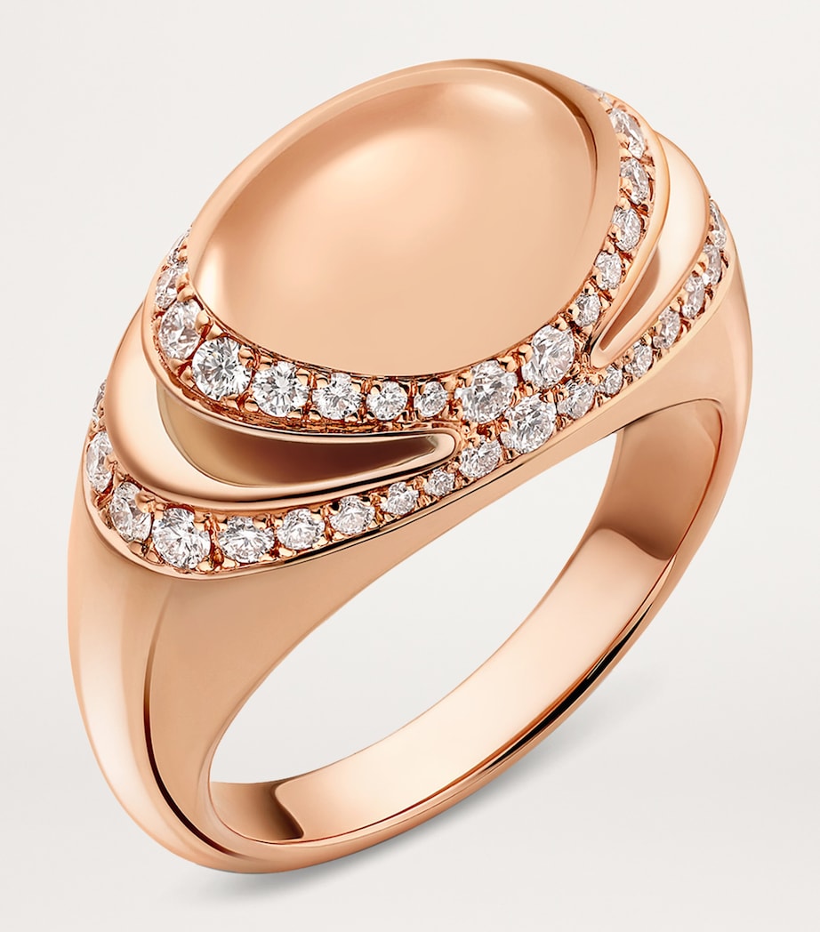 Bvlgari Cabochon ring 18kt rose gold with pavé diamonds, UK version