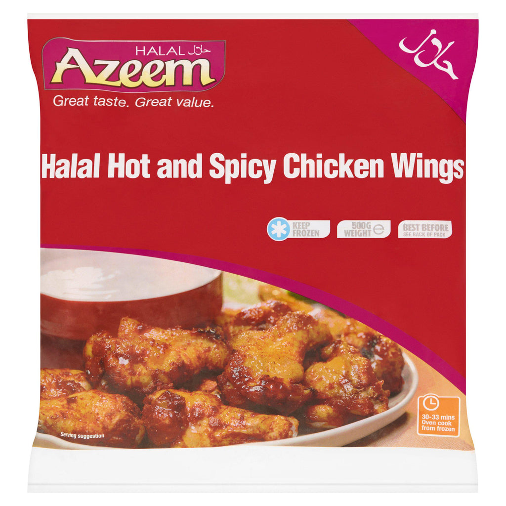 Azeem Halal Hot & Spicy Chicken Wings 500g