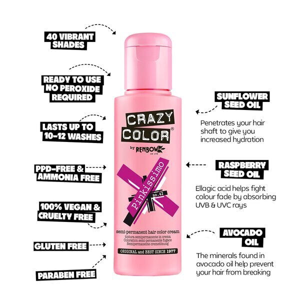 Crazy Color Semi Permanent Hair Color Cream Pinkissimo 42 GOODS Superdrug   