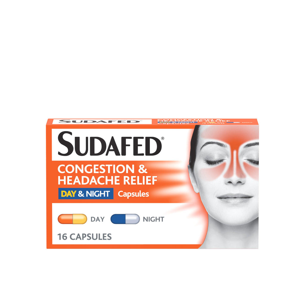 Sudafed Congestion & Headache Relief Capsules, Day & Night x16